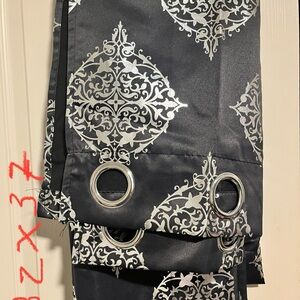 Elegant Silver and Black Curtain Panel